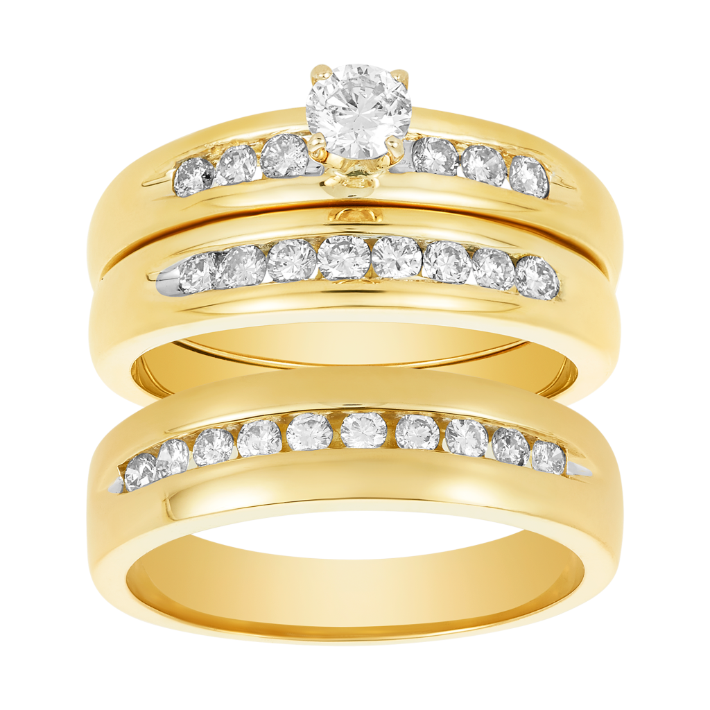 yellow gold wedding trio