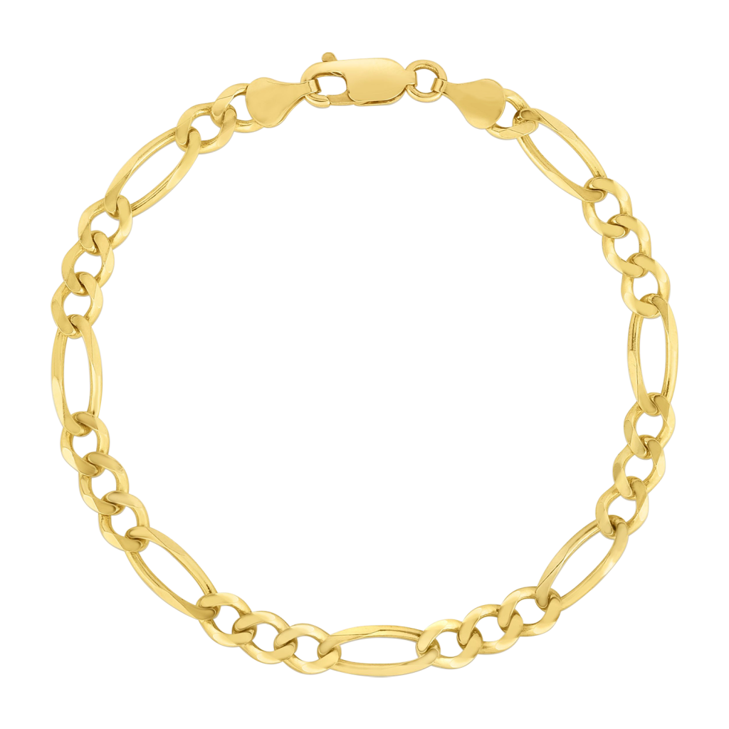 14k gold figaro men's bracelet