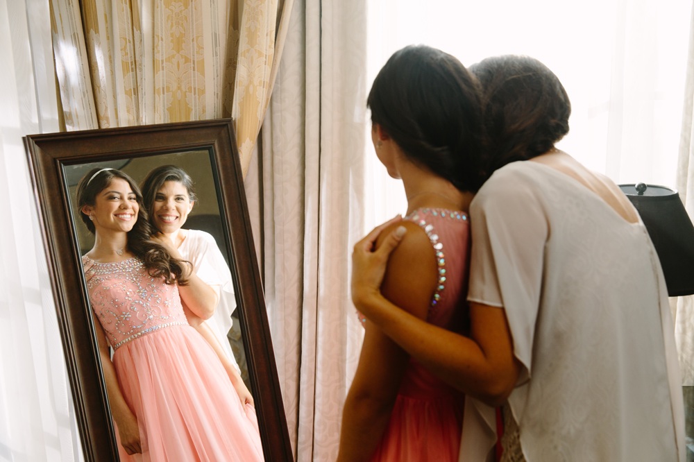 Mom and daughter preparing for party