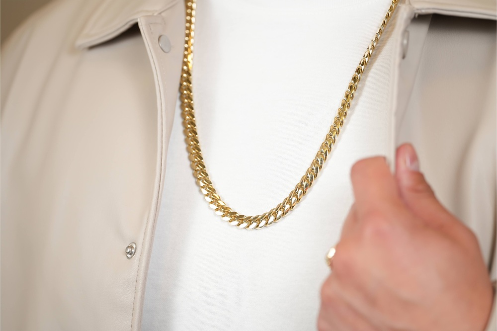 cuban link men's chain on model