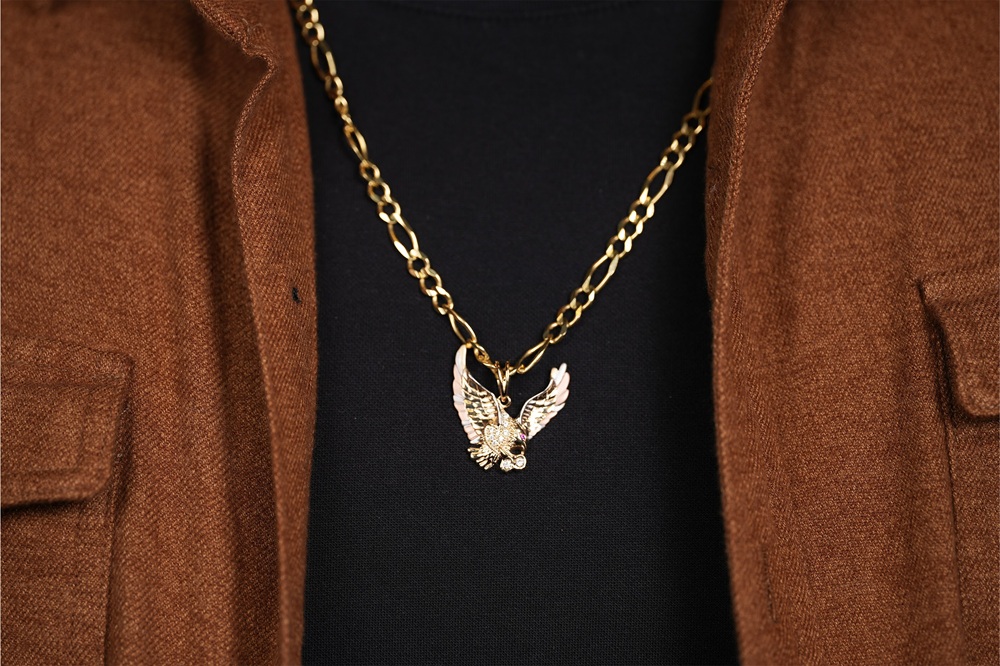 men's chain figaro with eagle pendant
